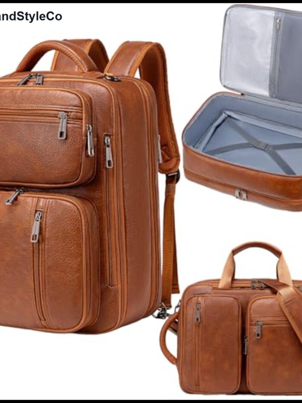 3-in-1 Vegan Leather Convertible Laptop Bag Backpack Briefcase
